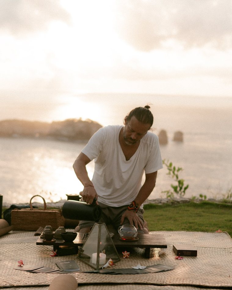 James Sol Radina, co-founder of Lombok Compass, on the South Lombok coast